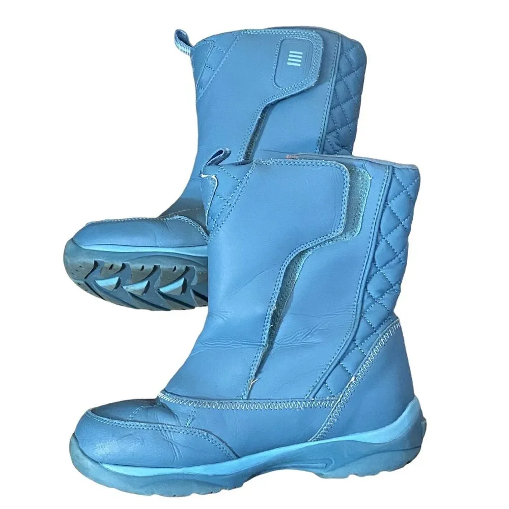 Lands' End Girls Winter Snow Boots Blue Lined Insulated Size 4